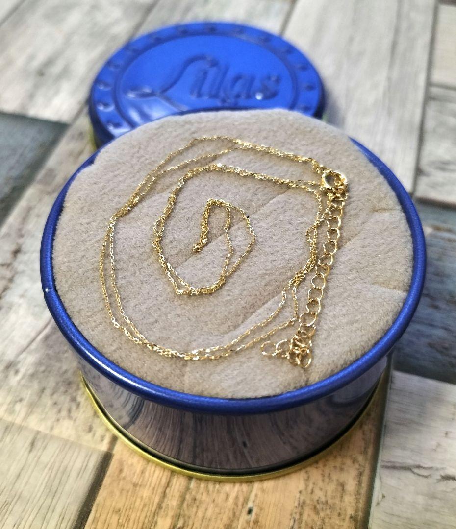 Lilas【リラ】シャインカットアズキチェーンネックレス 50cm K10