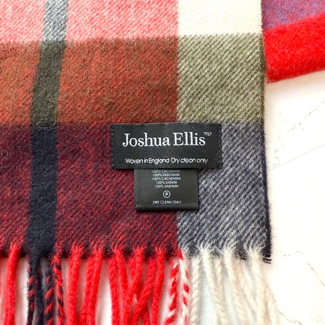 Joshua Ellis マフラー カシミヤ100% チェック レッド