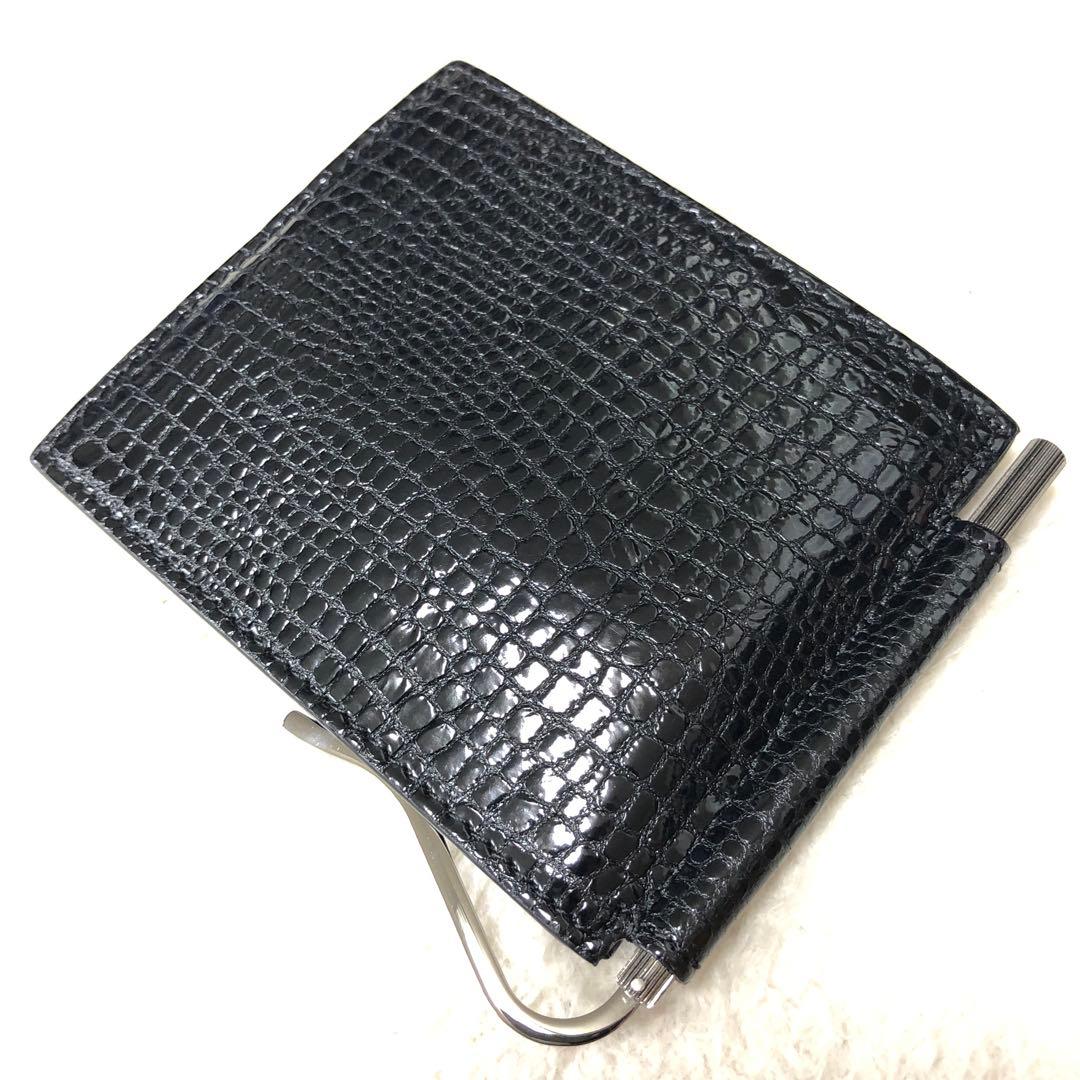 新品未使用　トムフォード　マネークリップ　クロコ型押し　TFロゴ　レザー　黒