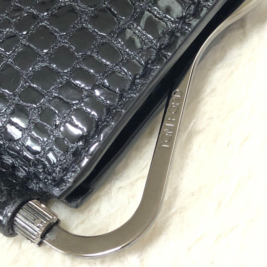新品未使用　トムフォード　マネークリップ　クロコ型押し　TFロゴ　レザー　黒