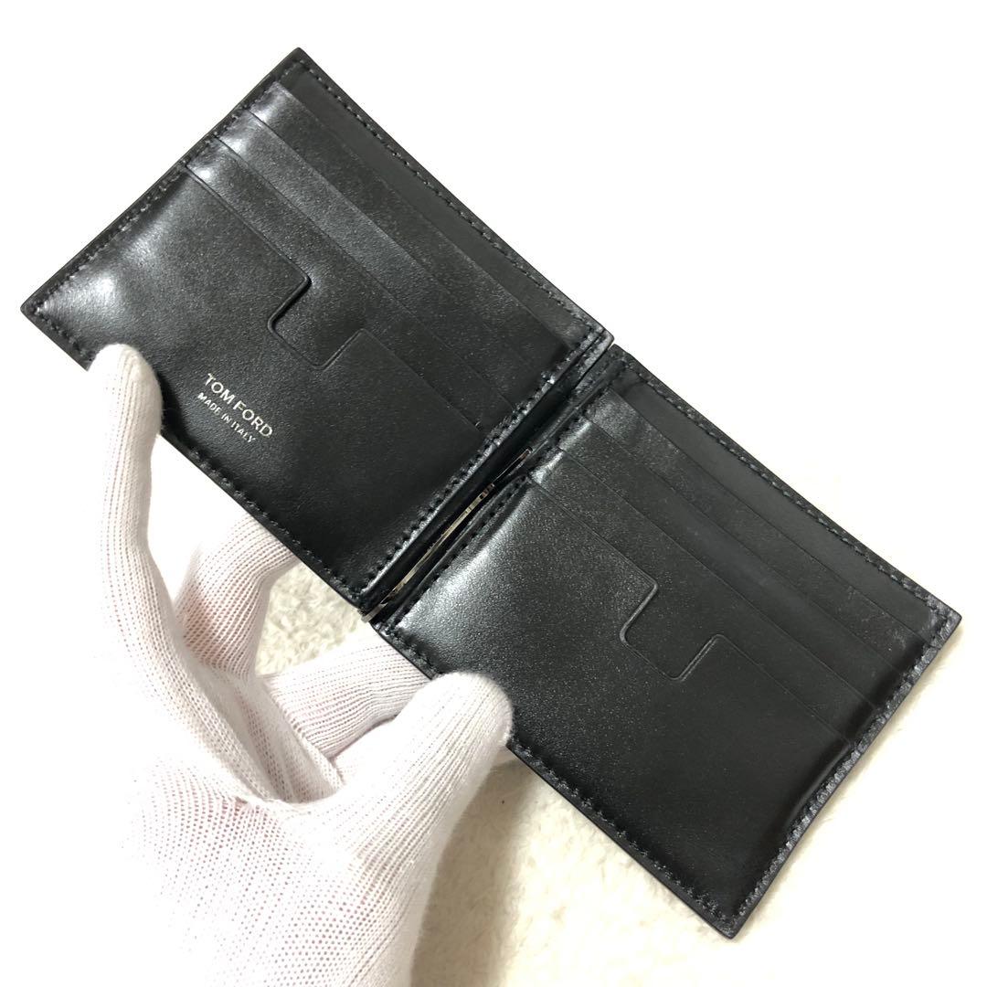 新品未使用　トムフォード　マネークリップ　クロコ型押し　TFロゴ　レザー　黒