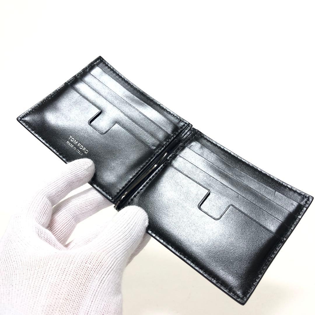 新品未使用　トムフォード　マネークリップ　クロコ型押し　TFロゴ　レザー　黒