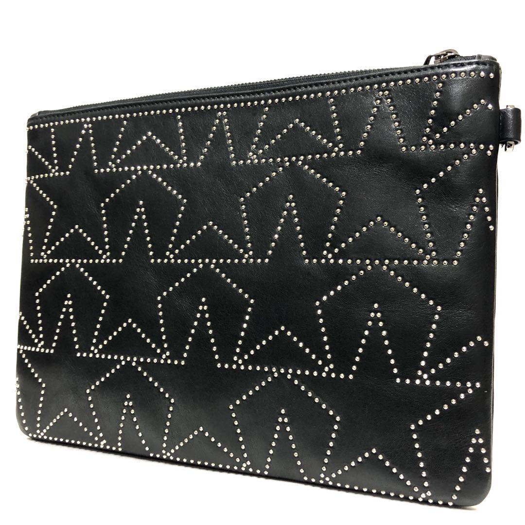 新品　ジミーチュウ　セカンドバッグ　クラッチバッグ　スタッズ　スター　レザー　黒