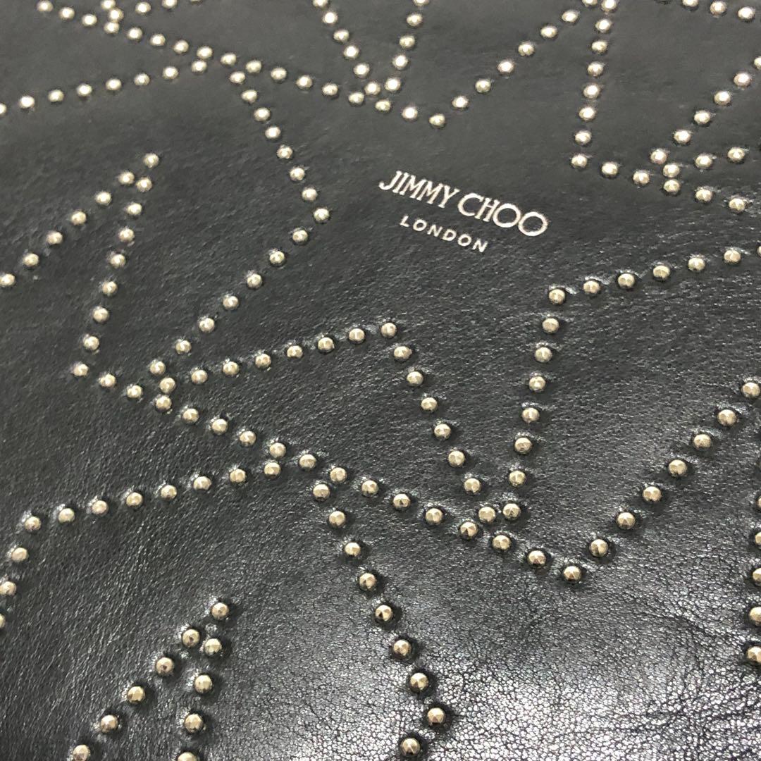 新品　ジミーチュウ　セカンドバッグ　クラッチバッグ　スタッズ　スター　レザー　黒