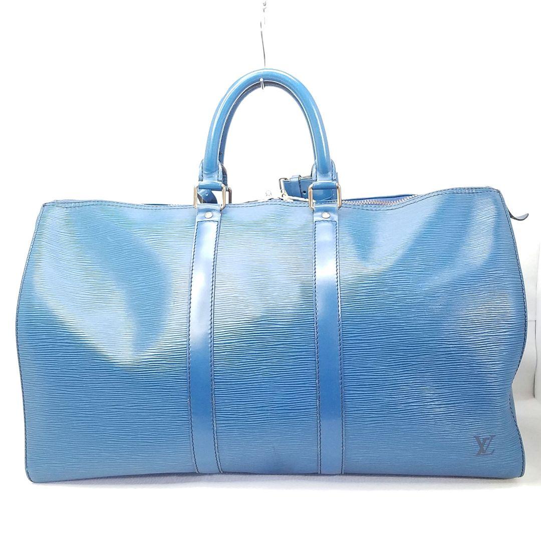 ルイヴィトン エピ キーポル45 トレドブルー ボストンバッグ 青 旅行かばん