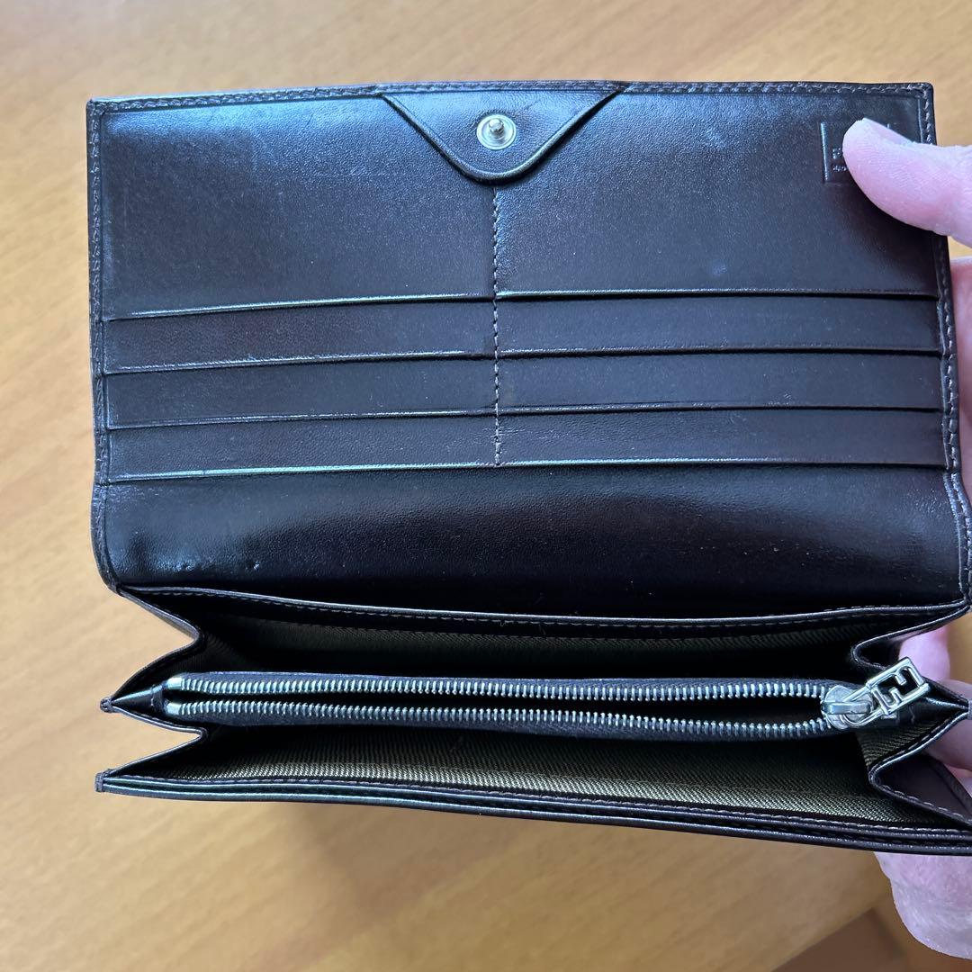 Fendi ロゴプリント 長財布 グレー/ブラック