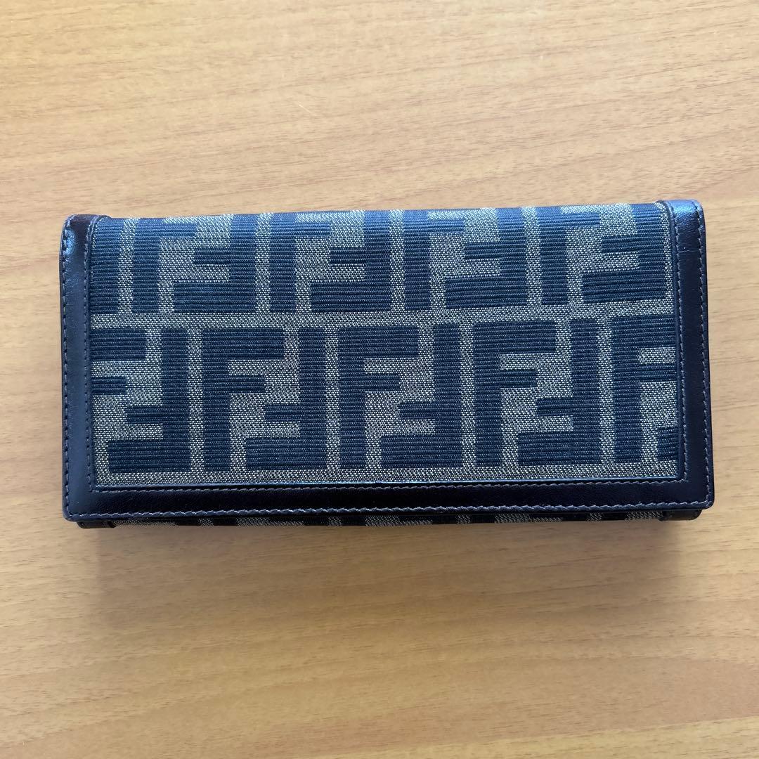 Fendi ロゴプリント 長財布 グレー/ブラック