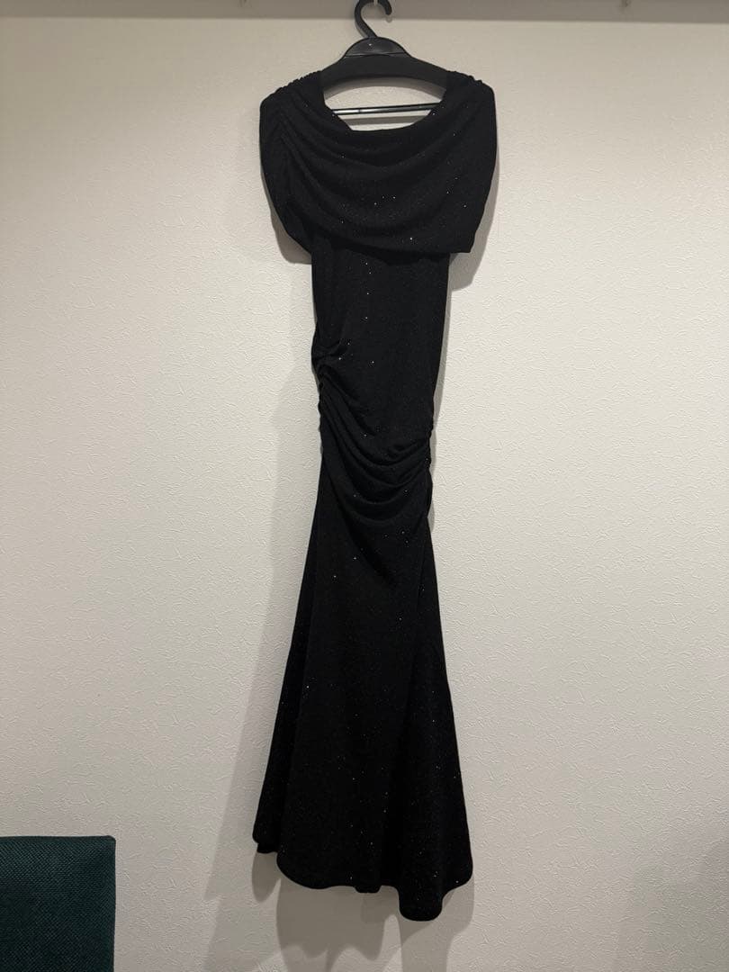 LEJAストーンオフショルダーアームカバー付き2WAYマーメイドワンピースドレス