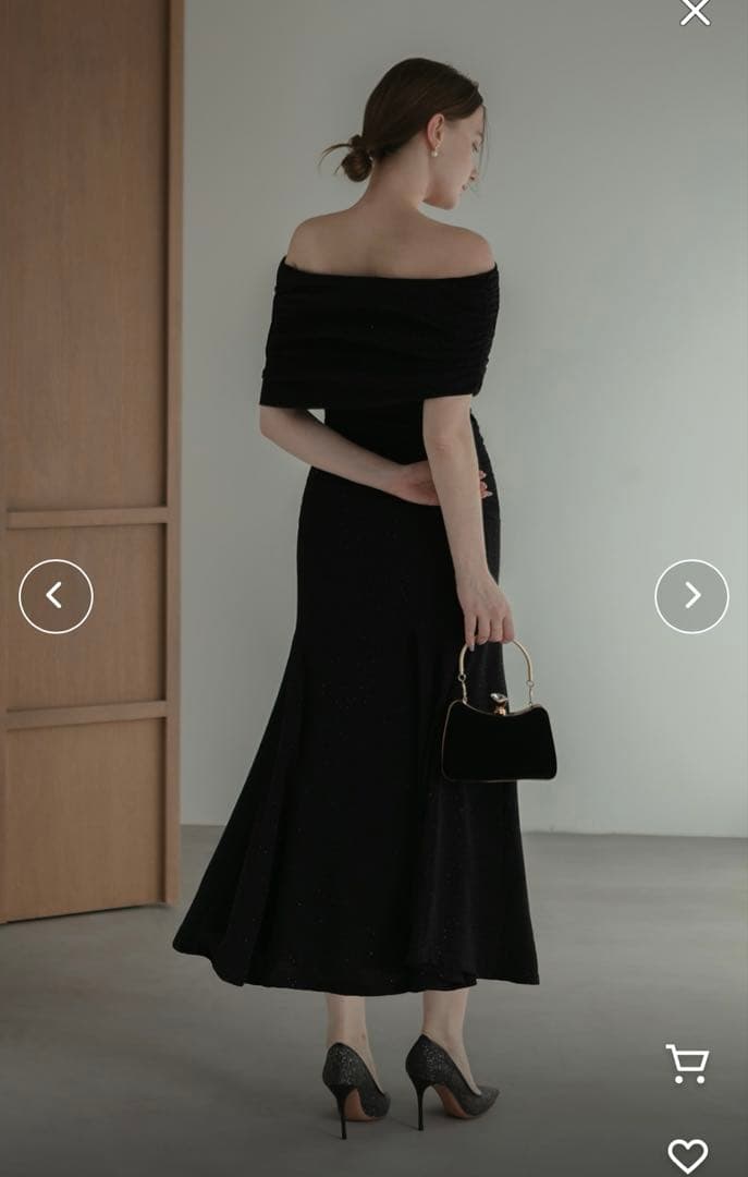 LEJAストーンオフショルダーアームカバー付き2WAYマーメイドワンピースドレス