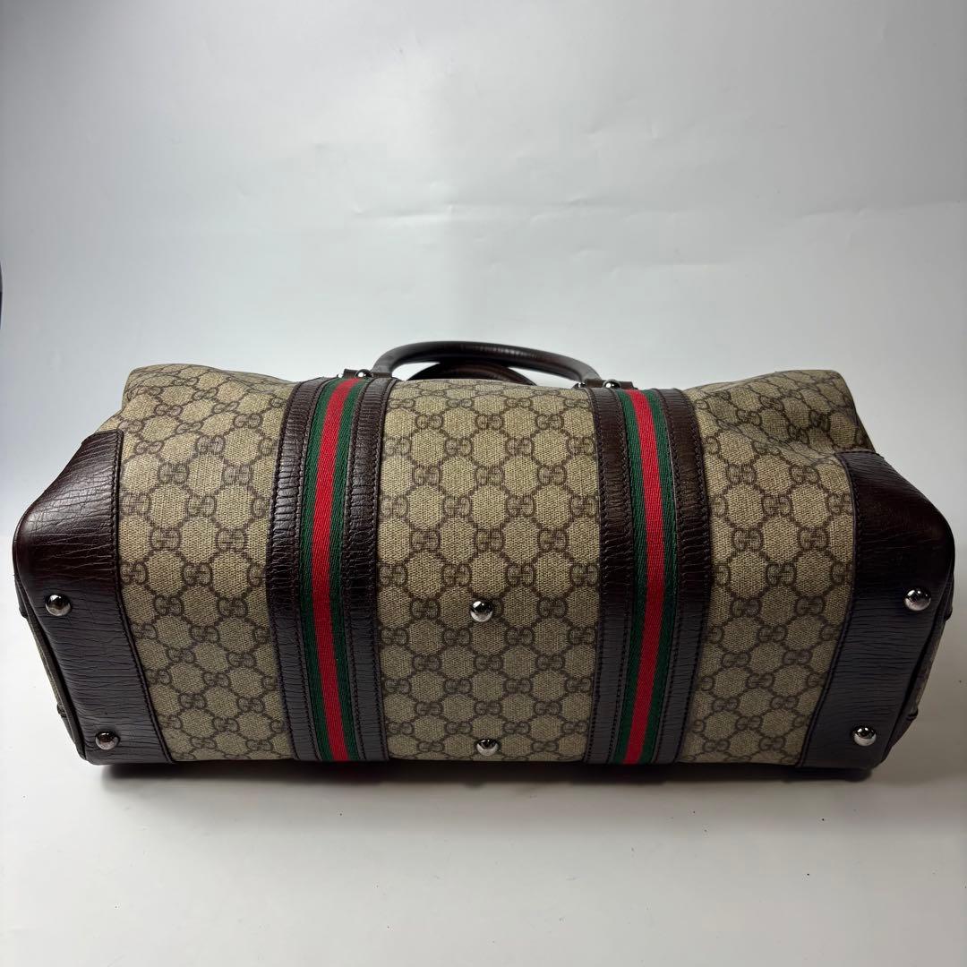 専用グッチ ボストンバッグ GG GGスプリームキャンバス 茶 シェリーライン