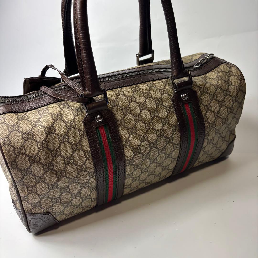 専用グッチ ボストンバッグ GG GGスプリームキャンバス 茶 シェリーライン