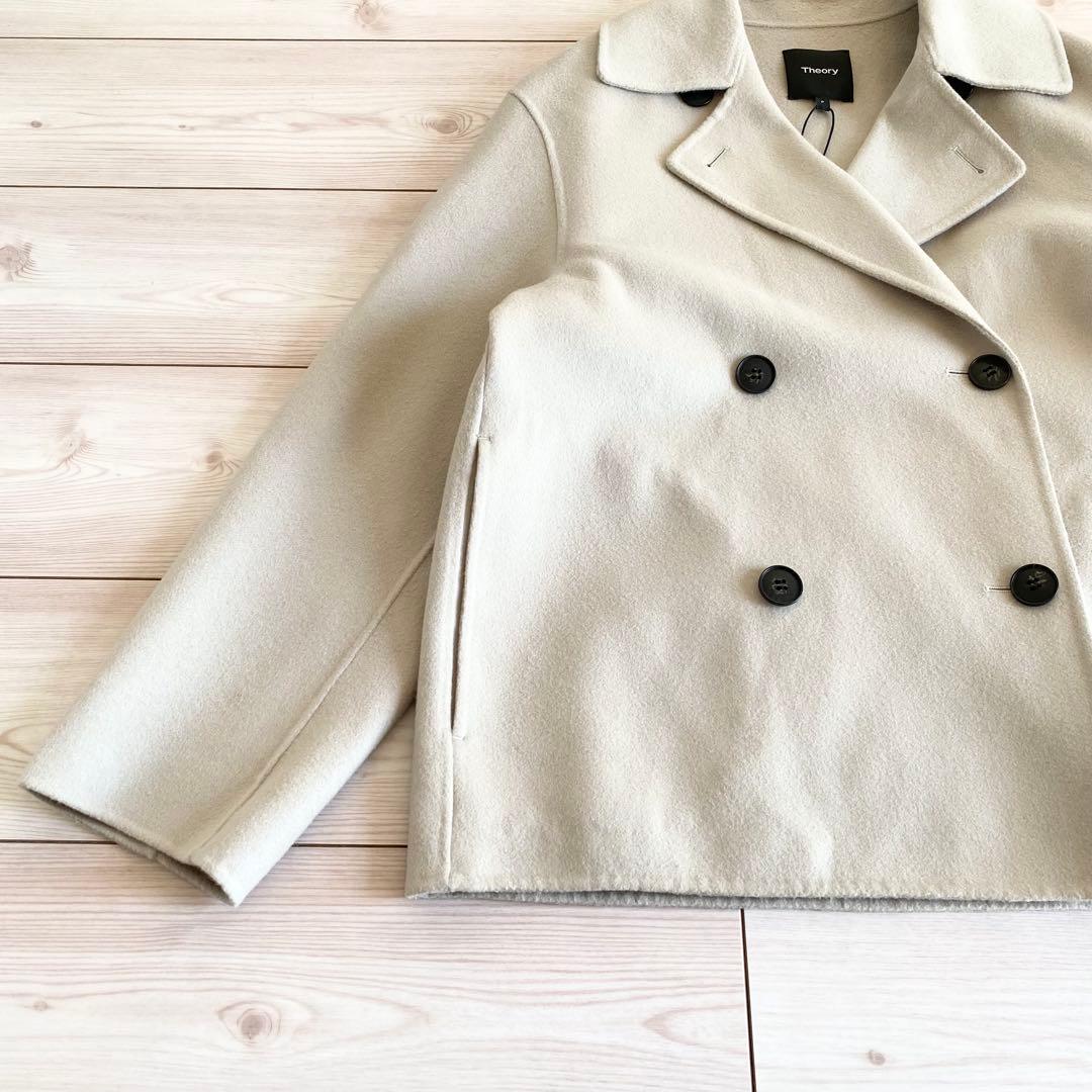 美品 タグ付 Theory ダブルフェイス ウールカシミヤ Pコート ゆったり