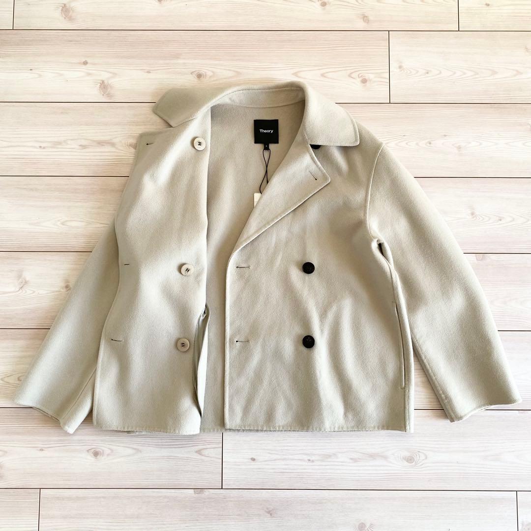 美品 タグ付 Theory ダブルフェイス ウールカシミヤ Pコート ゆったり