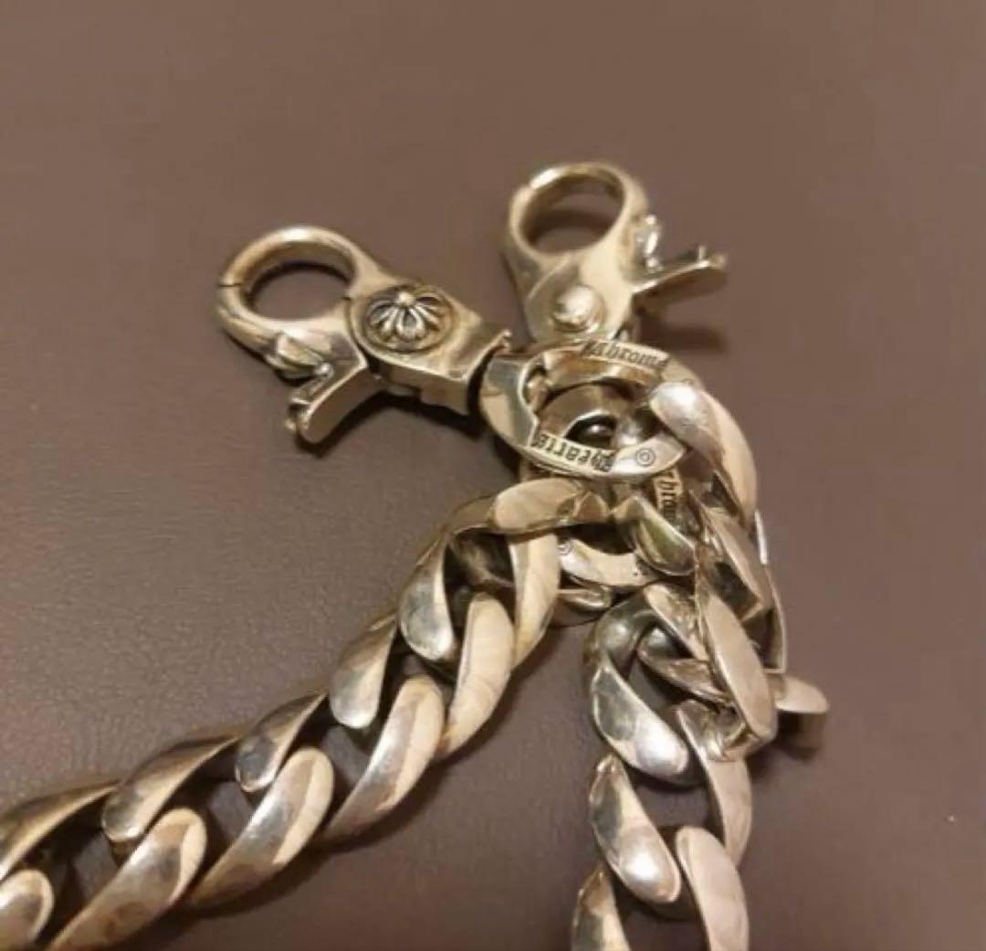 シルバー925 ウォレットチェーン ファンシーチェーン 2クリップクロスボール