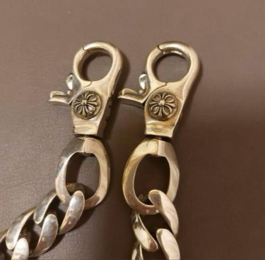 シルバー925 ウォレットチェーン ファンシーチェーン 2クリップクロスボール