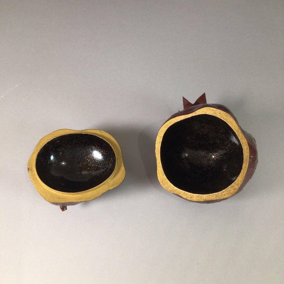 Ｒ８６２　香合　『輪島塗』『池上昭一作』『石榴(ザクロ)香合』　共箱　茶道具