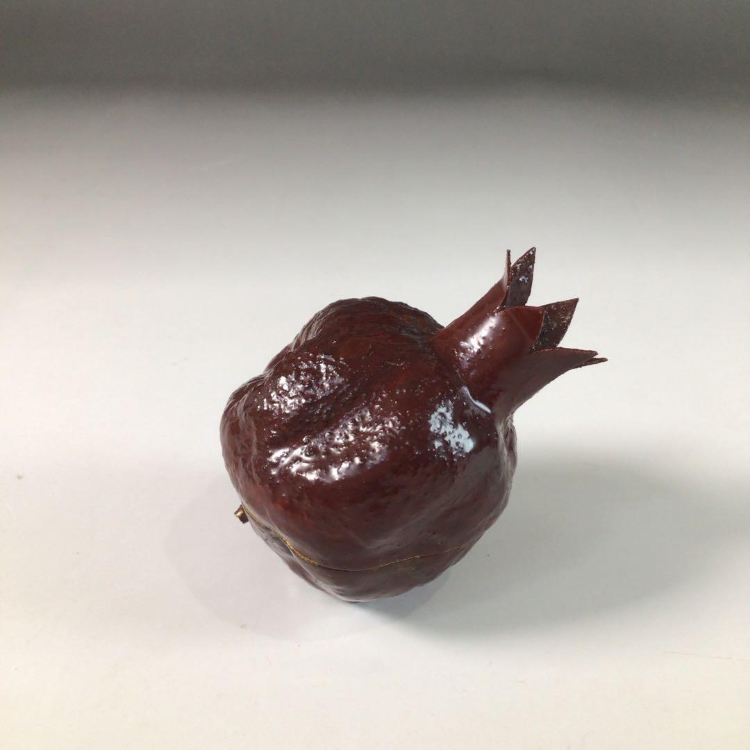 Ｒ８６２　香合　『輪島塗』『池上昭一作』『石榴(ザクロ)香合』　共箱　茶道具