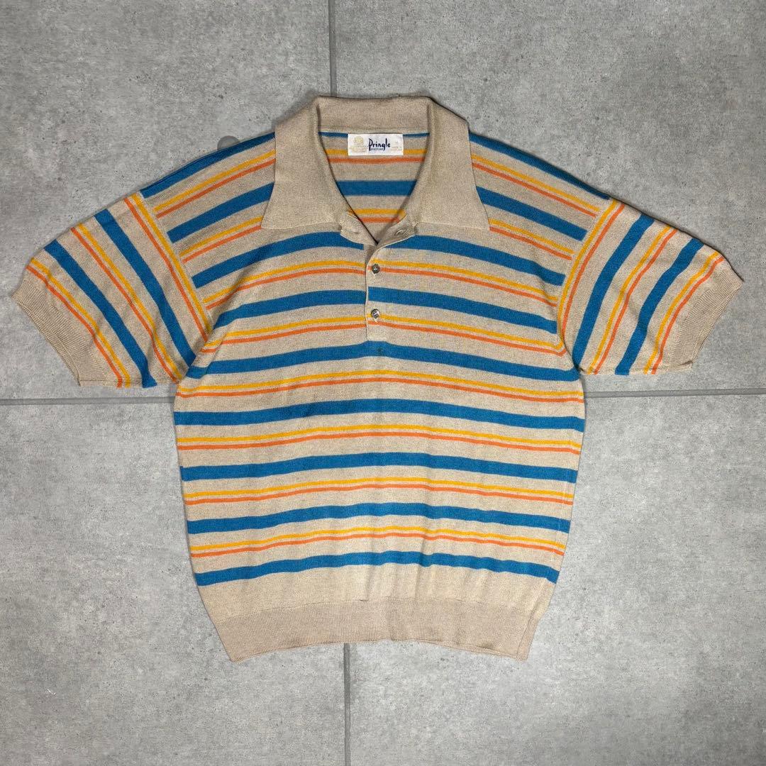 ヴィンテージ　ユーロ　ポロニット　スコットランド製　リネンコットン　90s