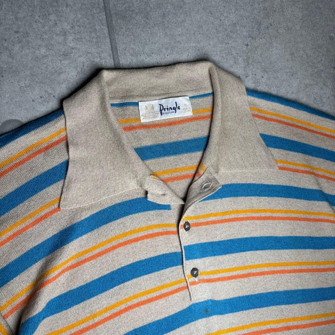 ヴィンテージ　ユーロ　ポロニット　スコットランド製　リネンコットン　90s