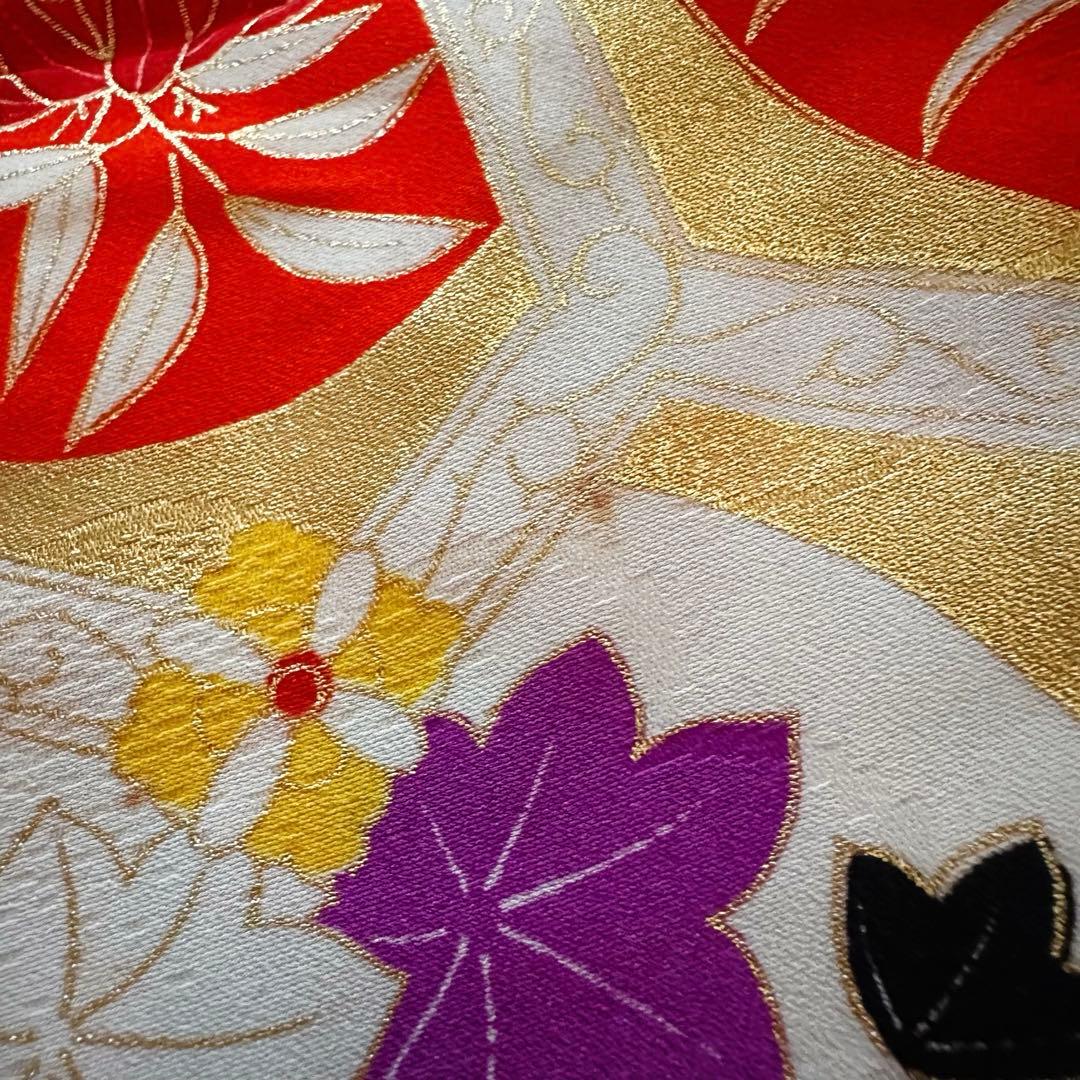 七五三 女の子 着物セット 3歳5歳 アンティーク 金彩入り レトロ柄 長襦袢付