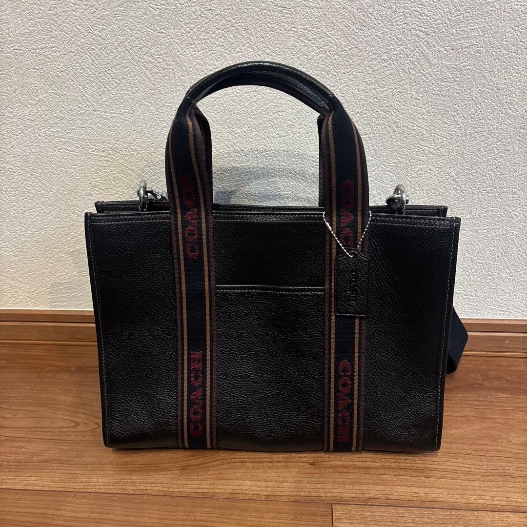 COACH スミス ブラック ショルダー付トートバッグ