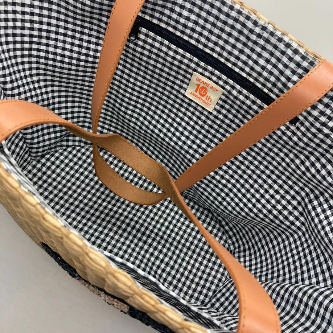 ▼美品　BEAMS BOY 10周年　ディズニー　かごバッグ　ミッキー　ビーズ