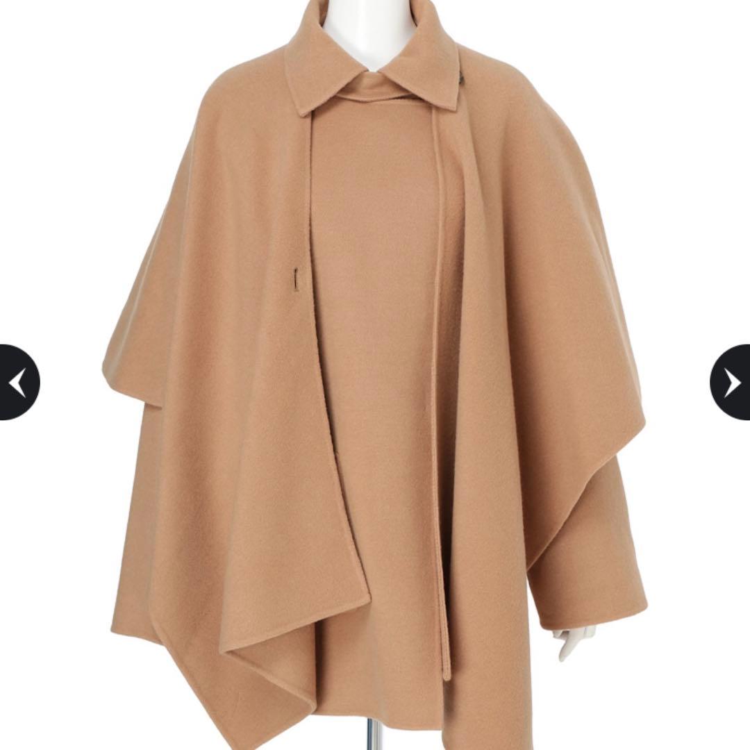 CADUNE ストール付きリバーコート キャメル