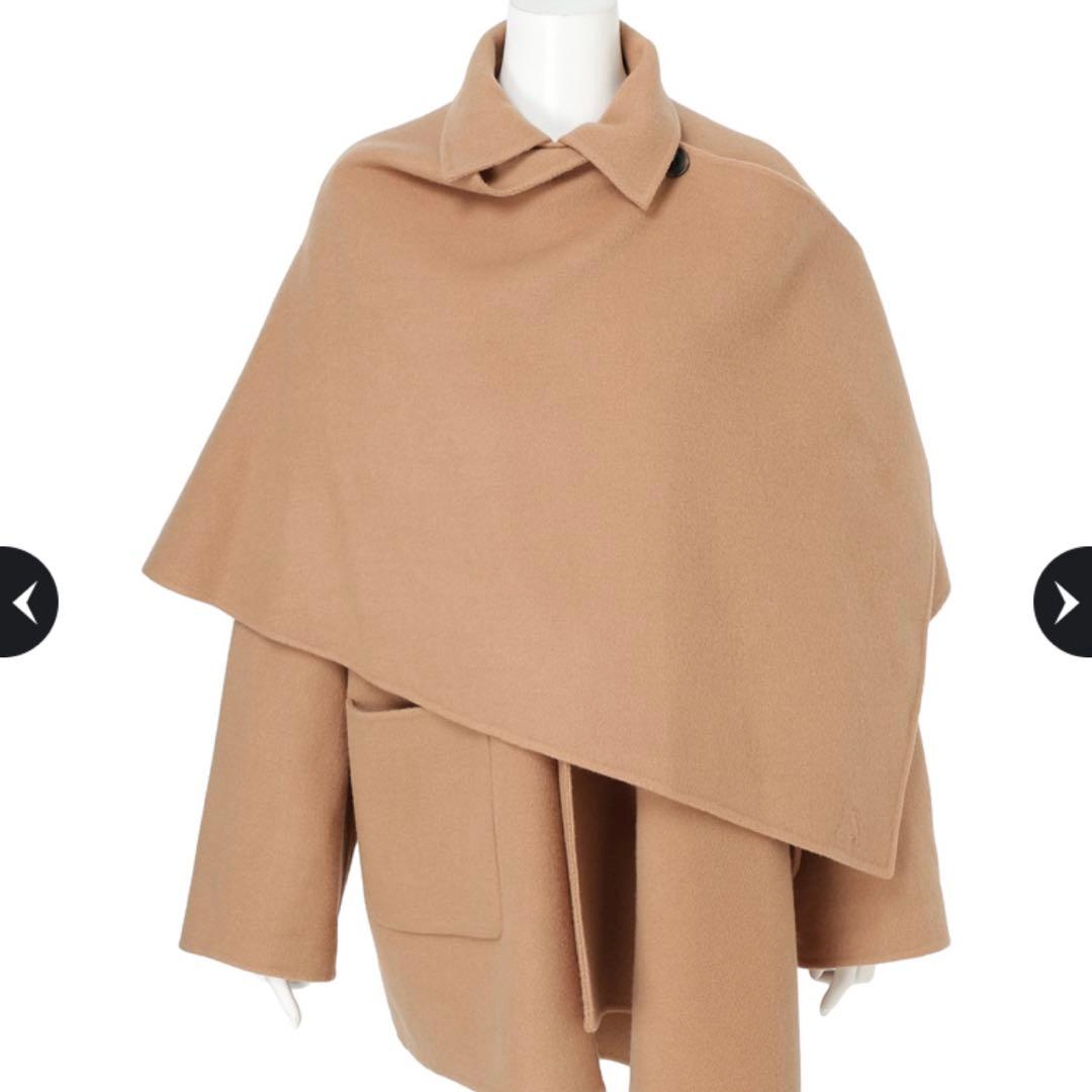 CADUNE ストール付きリバーコート キャメル