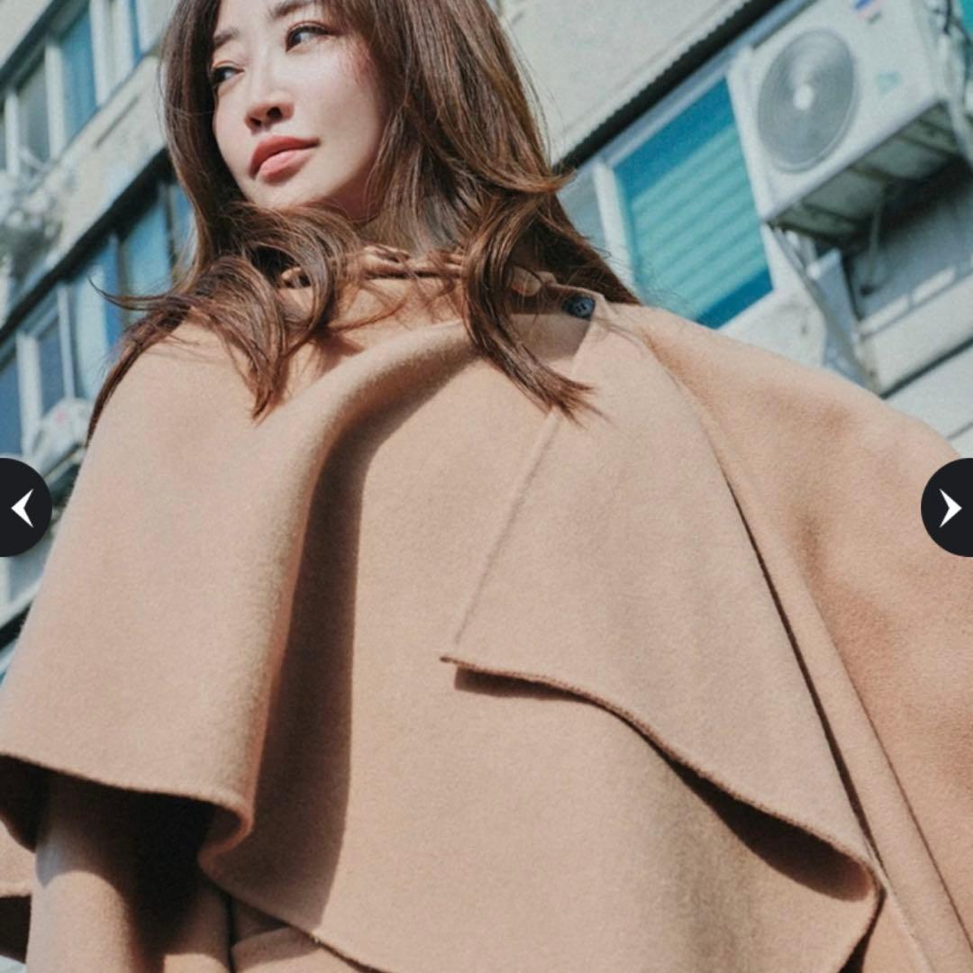 CADUNE ストール付きリバーコート キャメル