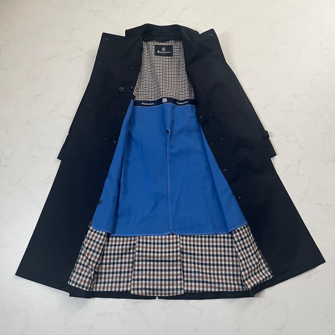 美品　着丈116cm マキシ丈　アクアスキュータム　トレンチコート　紺　M