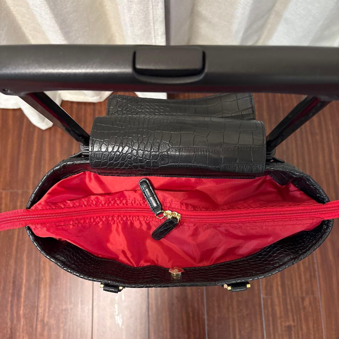 【美品】SWANY スワニー クロコ型押しトートキャリーバッグ (黒) Lサイズ