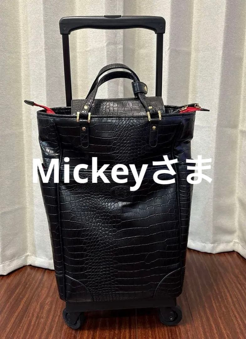 【美品】SWANY スワニー クロコ型押しトートキャリーバッグ (黒) Lサイズ