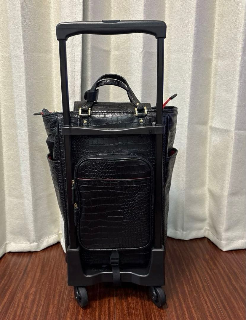 【美品】SWANY スワニー クロコ型押しトートキャリーバッグ (黒) Lサイズ