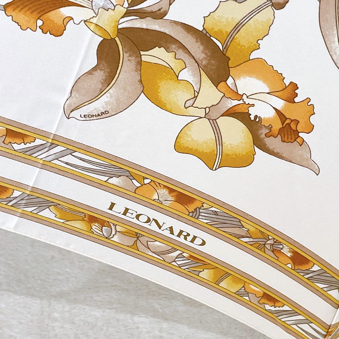 LEONARD レオナール 日傘　長傘　花柄　フラワー　トリム　ゴールド金具