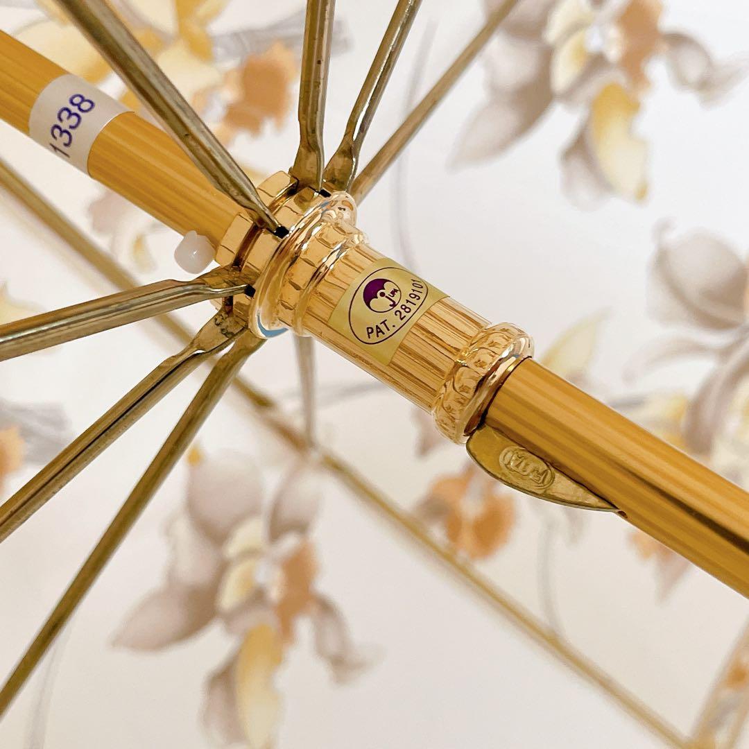 LEONARD レオナール 日傘　長傘　花柄　フラワー　トリム　ゴールド金具