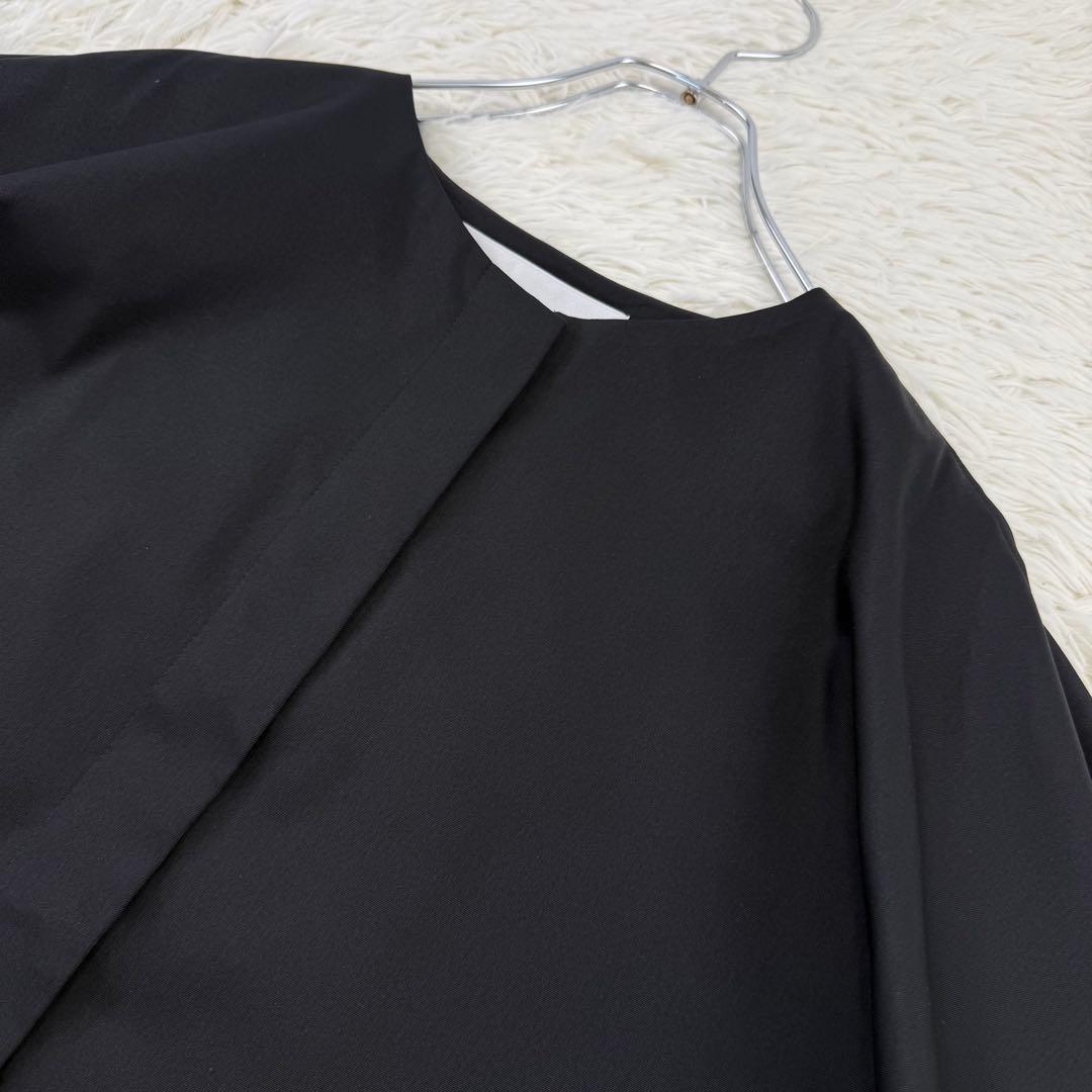 極美品 アドーア ドライタッチジョーゼットジャケット ノーカラー 黒 36 近年