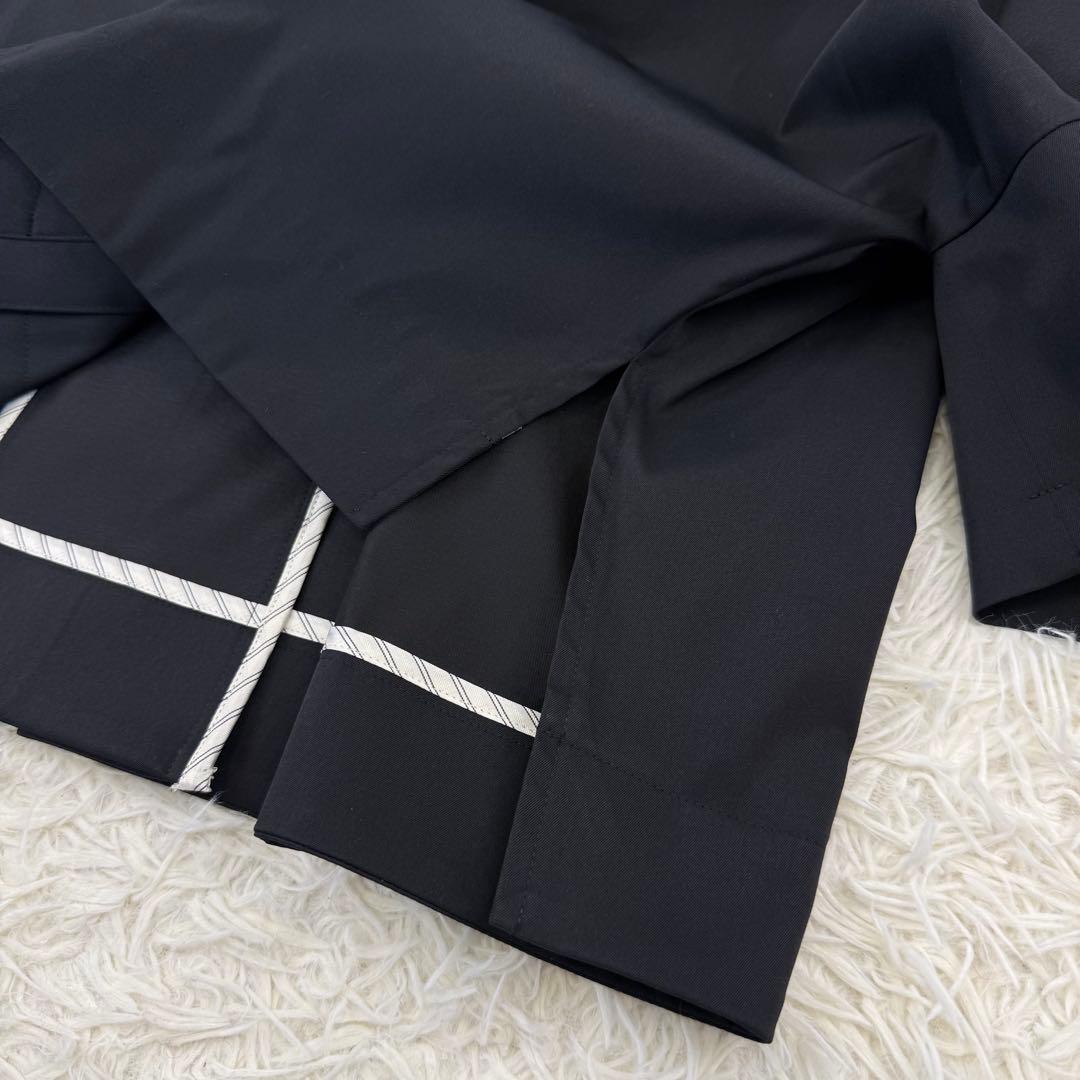 極美品 アドーア ドライタッチジョーゼットジャケット ノーカラー 黒 36 近年