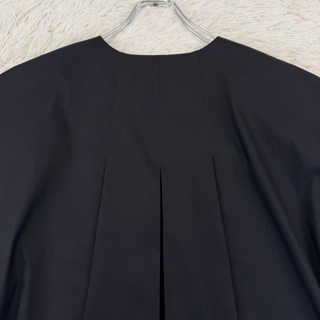 極美品 アドーア ドライタッチジョーゼットジャケット ノーカラー 黒 36 近年