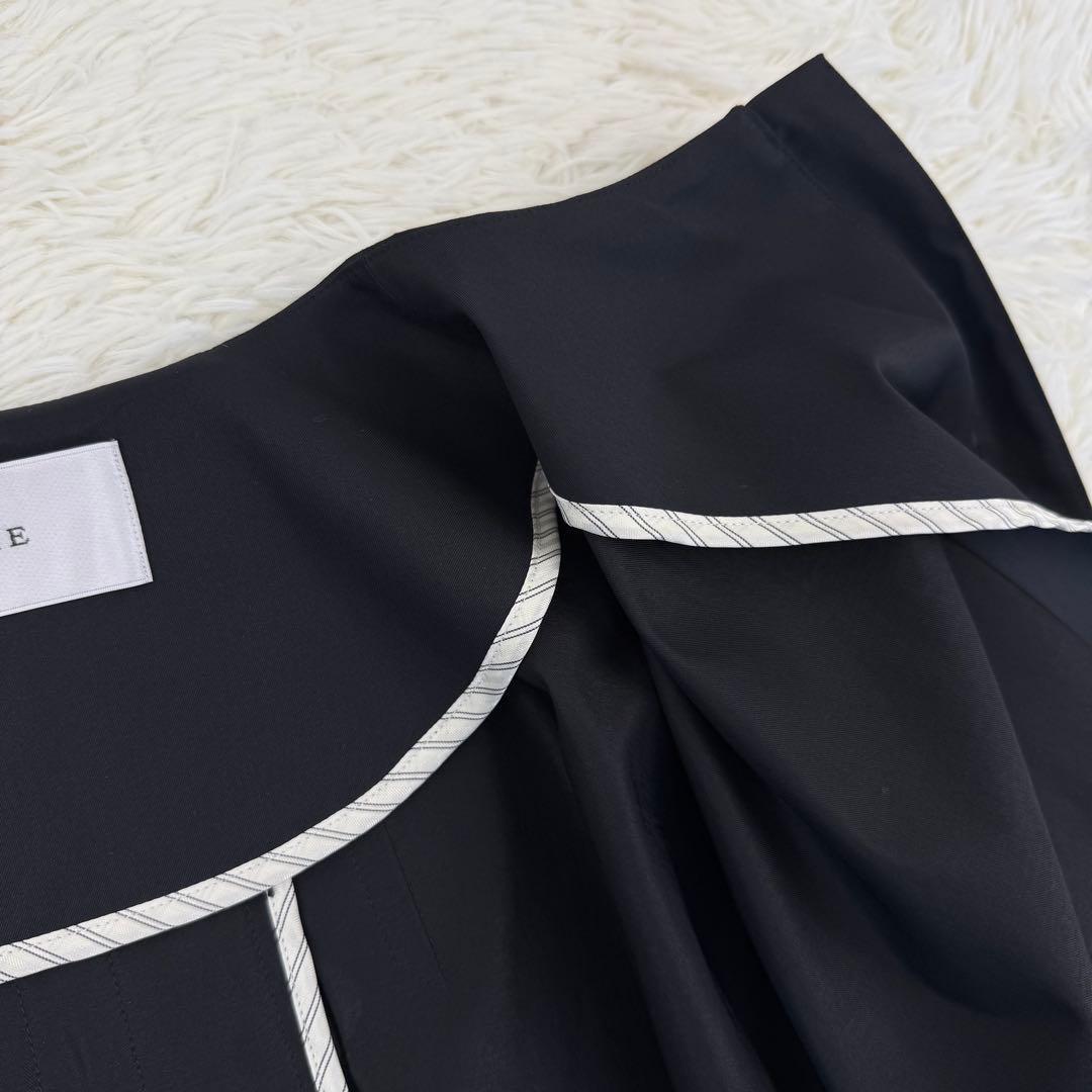 極美品 アドーア ドライタッチジョーゼットジャケット ノーカラー 黒 36 近年