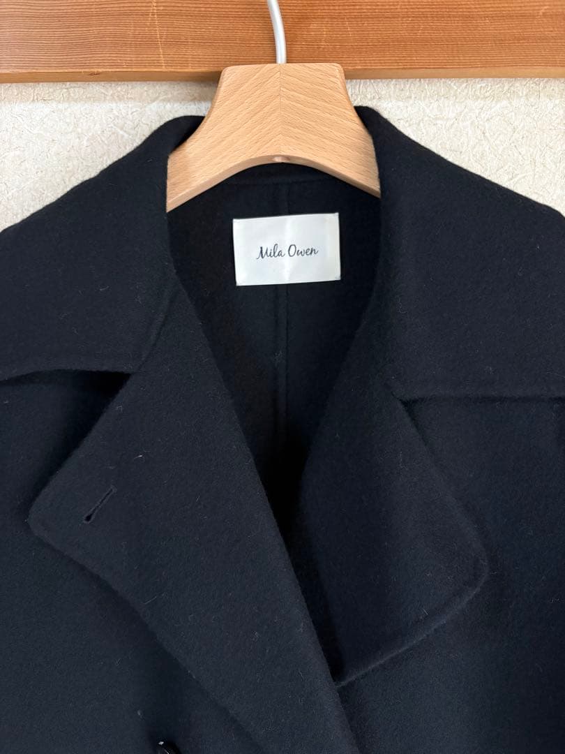 Mila Owen ベルト付きリバーピーコート　ネイビー