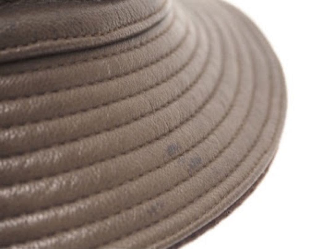 エルメス カシミヤ×レザー Hロゴ ハット