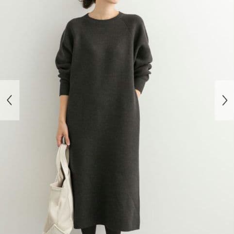 今季新品【アーバンリサーチドアーズ】スウェットライクニットワンピース　チャコール