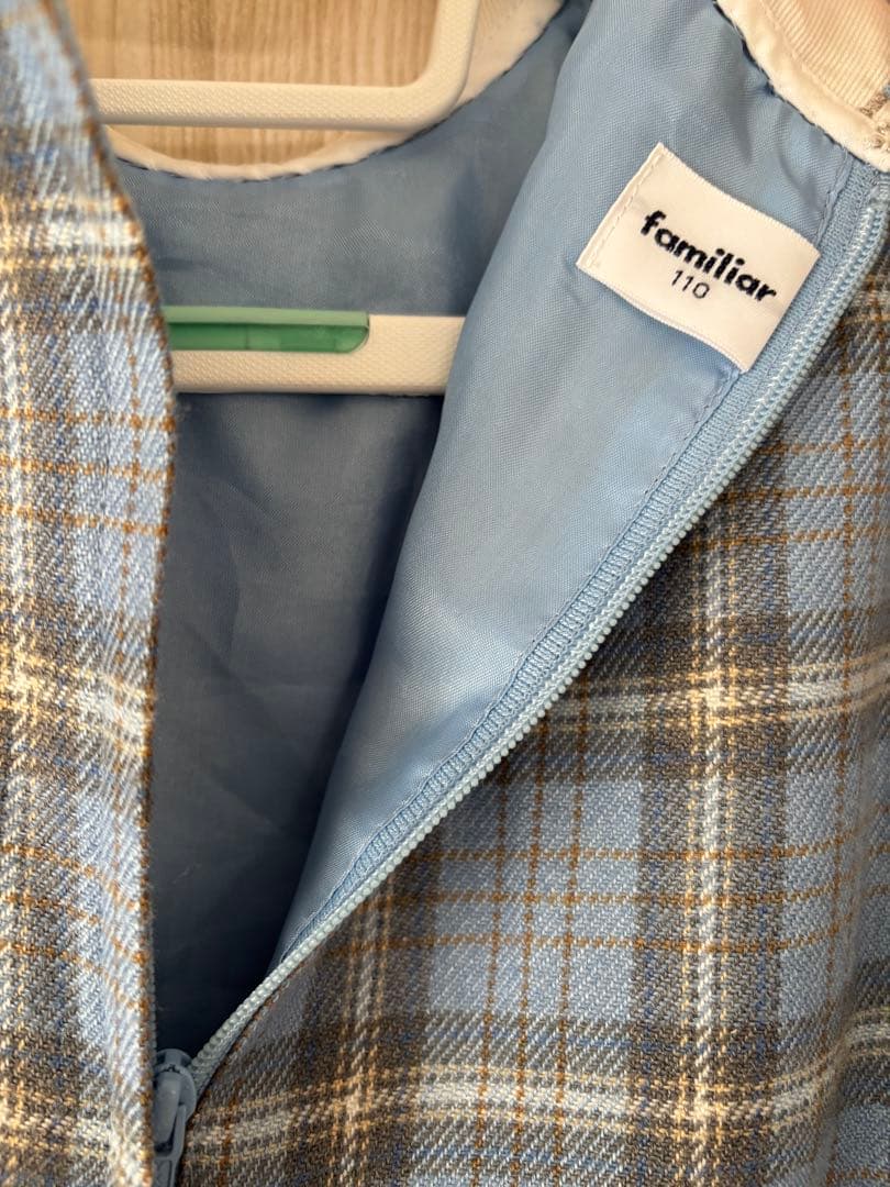 美品　ファミリア　チェック　襟付き　ワンピース