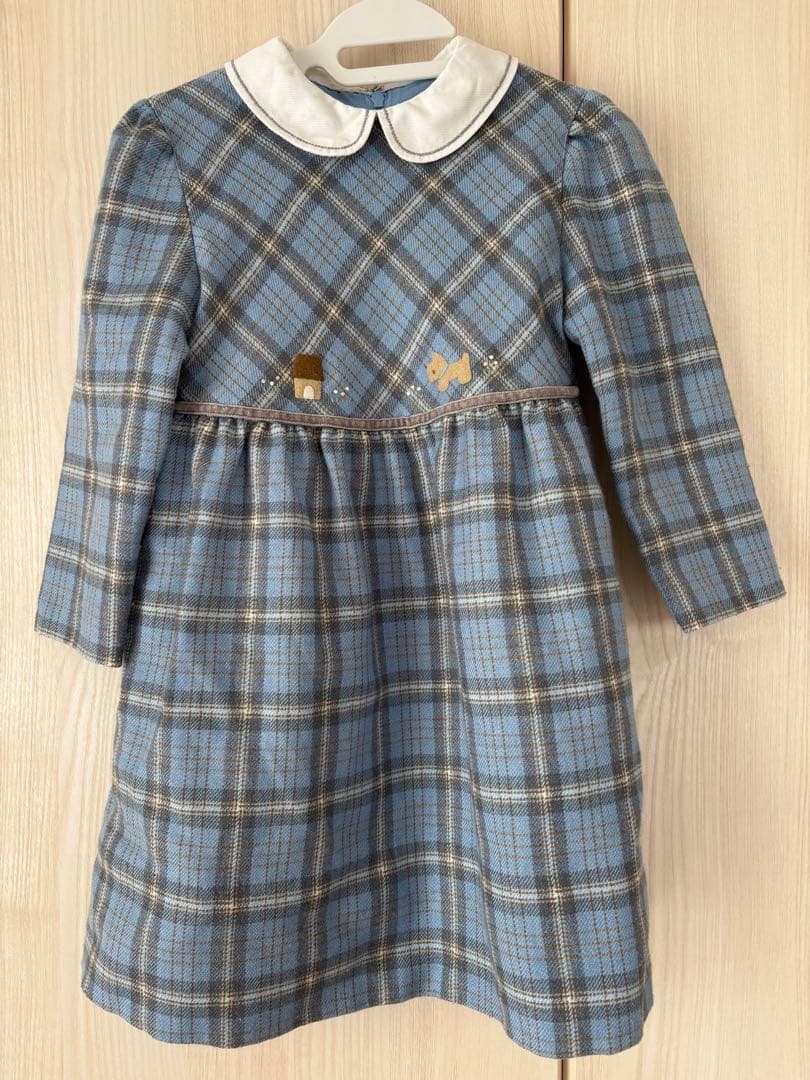 美品　ファミリア　チェック　襟付き　ワンピース