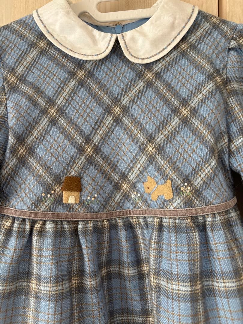 美品　ファミリア　チェック　襟付き　ワンピース