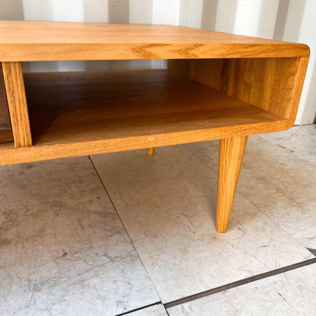 取付無料！ACTUS シンフォニー 北欧風天然木引き出し付きローテーブル✨