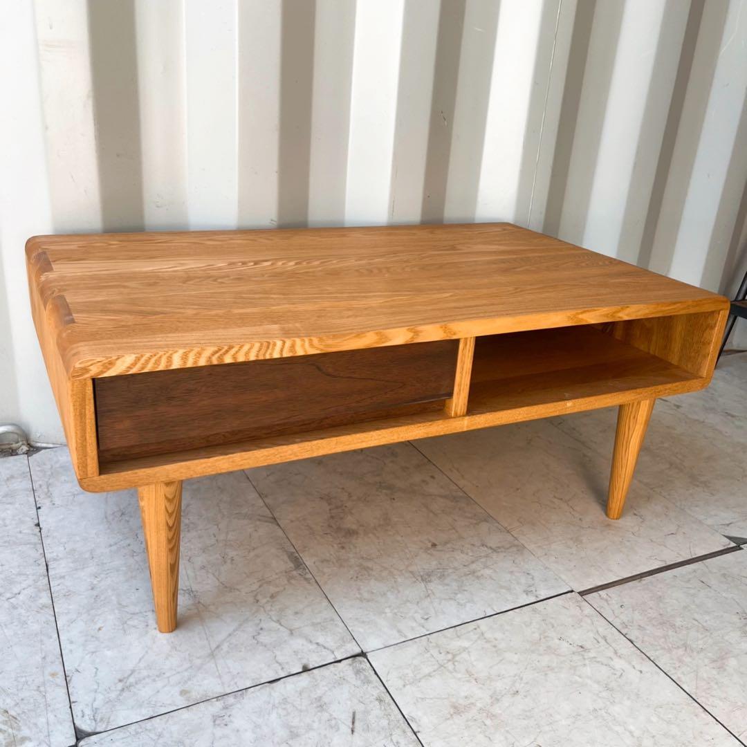 取付無料！ACTUS シンフォニー 北欧風天然木引き出し付きローテーブル✨