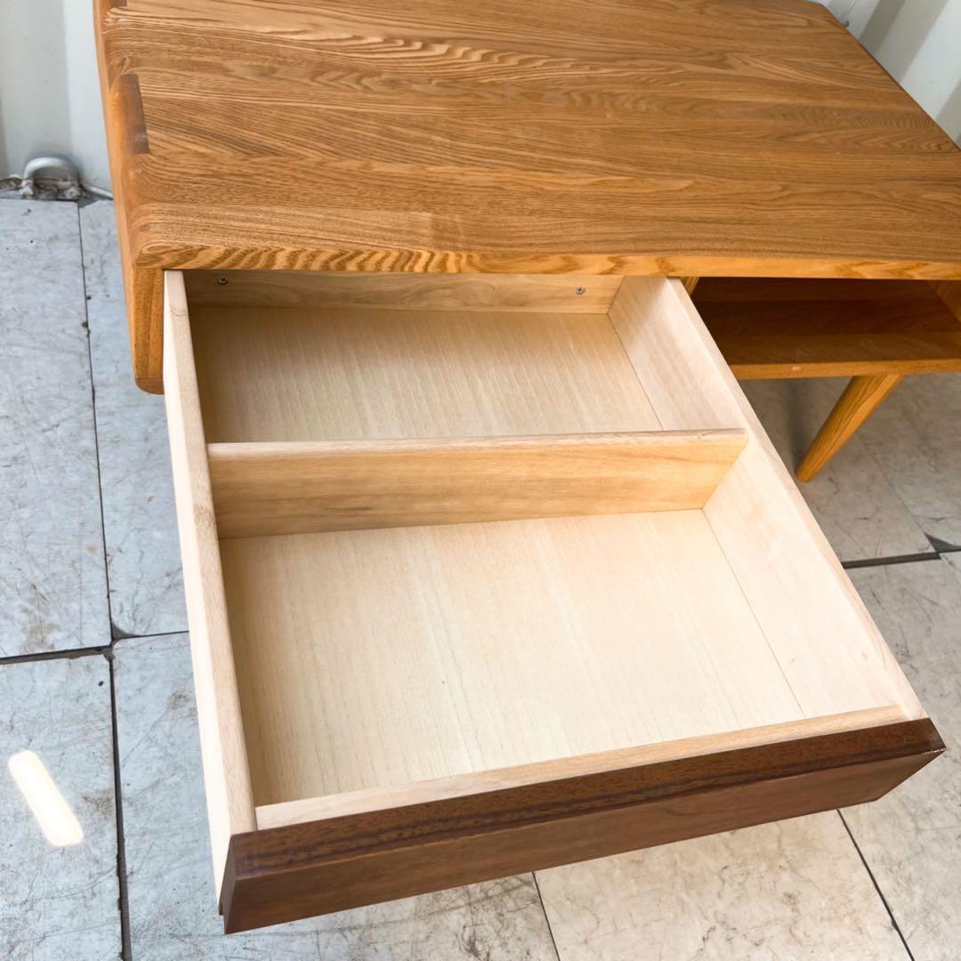 取付無料！ACTUS シンフォニー 北欧風天然木引き出し付きローテーブル✨