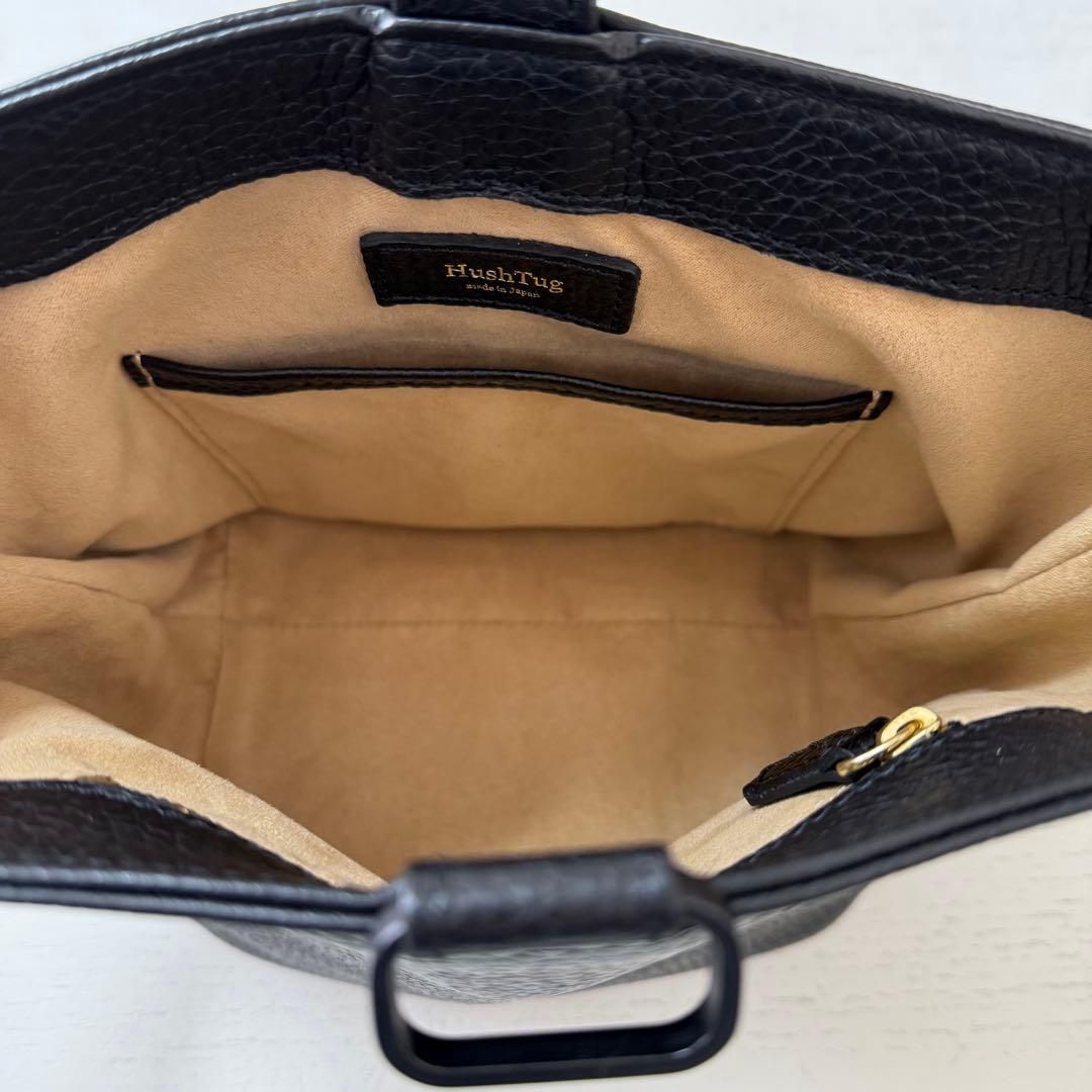 【人気モデル】HusTug ハッシュタグ 巾着レザーバッグ ブラック