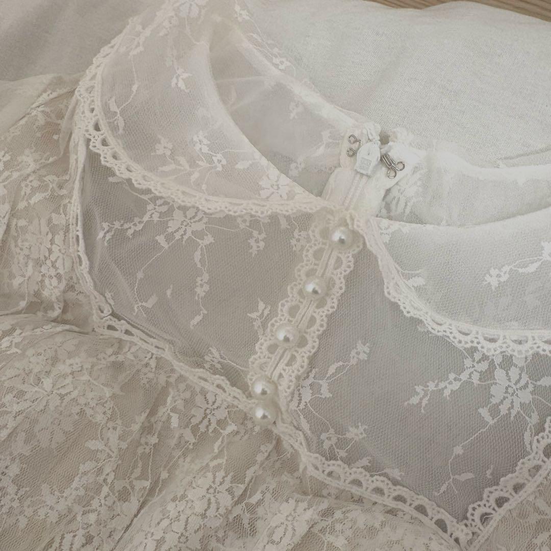 ウエディングドレス　パフスリーブ　レース　チュール　ドレスプロダクション